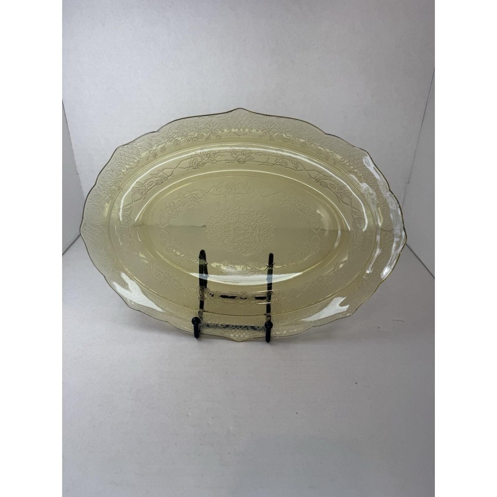 Federal Normandie Amber 12" Oval Platter  Depression Glass